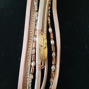 NWOT Feather Gold and Brown Cuff Bracelet